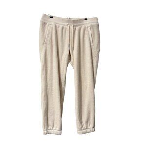 Athleta Ivory Double Cozy Velour Karma Jogger Pants Womens Size Large